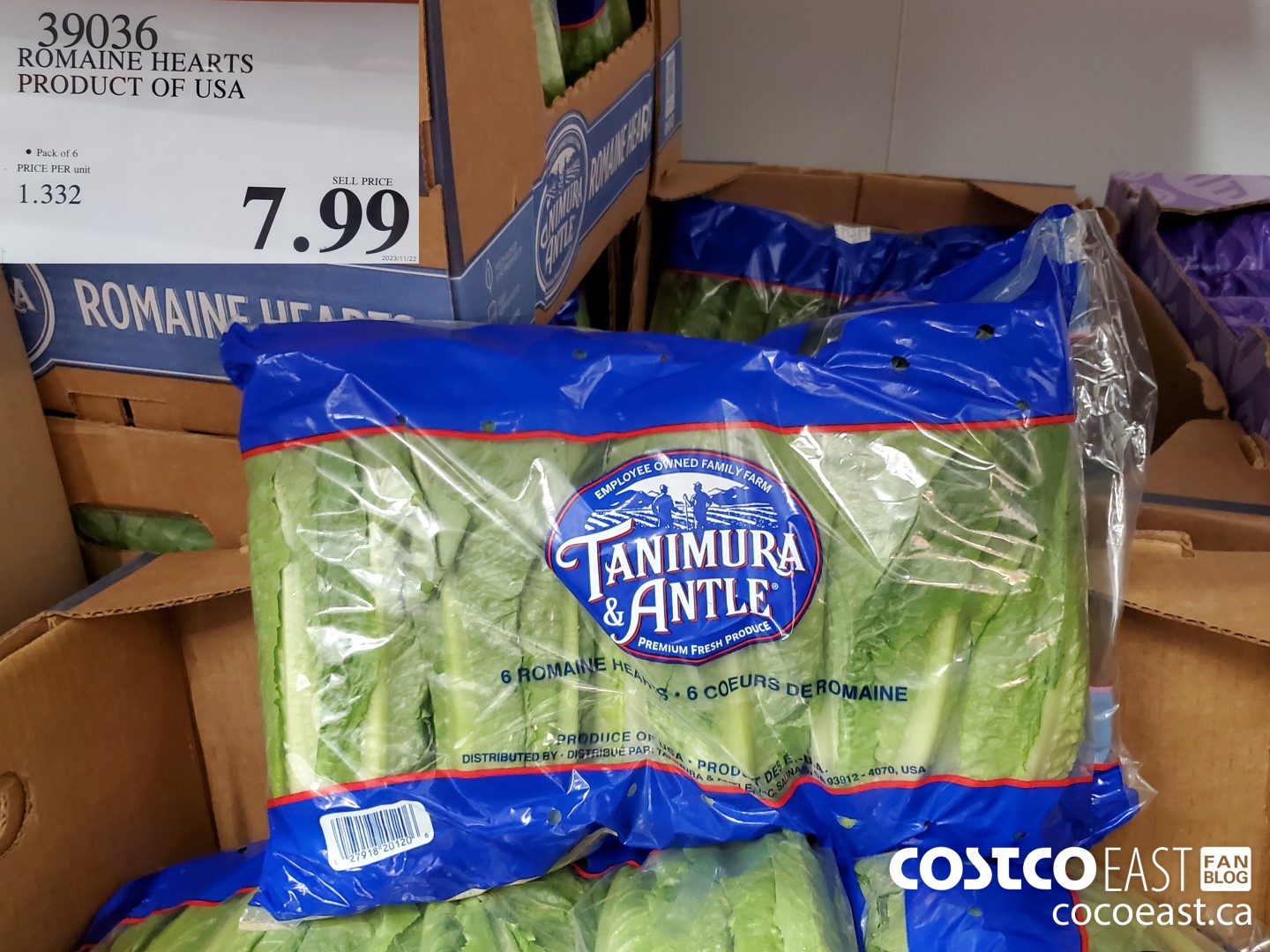 39036 ROMAINE HEARTS PRODUCT OF USA $7.99