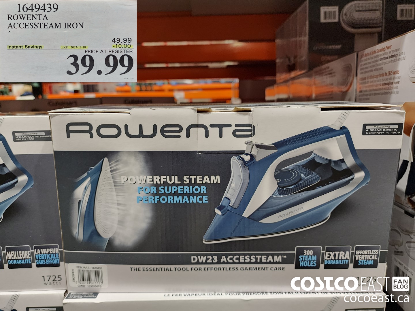 1649439 ROWENTA ACCESSSTEAM IRON ($10.00 INSTANT SAVINGS EXPIRES ON 2023-12-10) $39.99