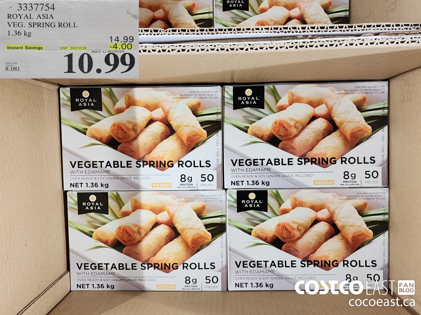 3337754 ROYAL ASIA VEG. SPRING ROLL 1.36 kg ($4.00 INSTANT SAVINGS EXPIRES ON 2023-12-10) $10.99