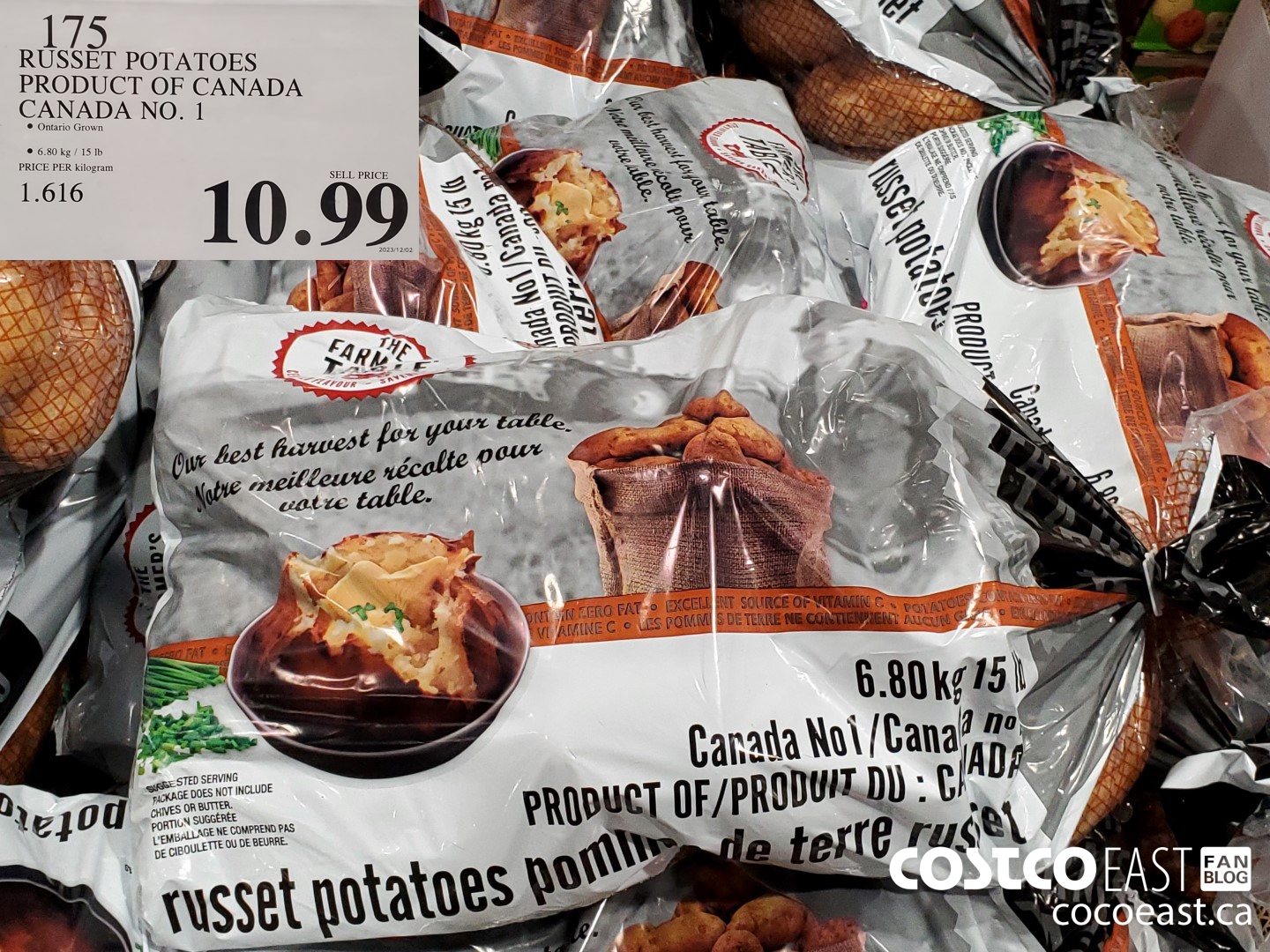 175 RUSSET POTATOES PRODUCT OF CANADA CANADA NO.1 $10.99