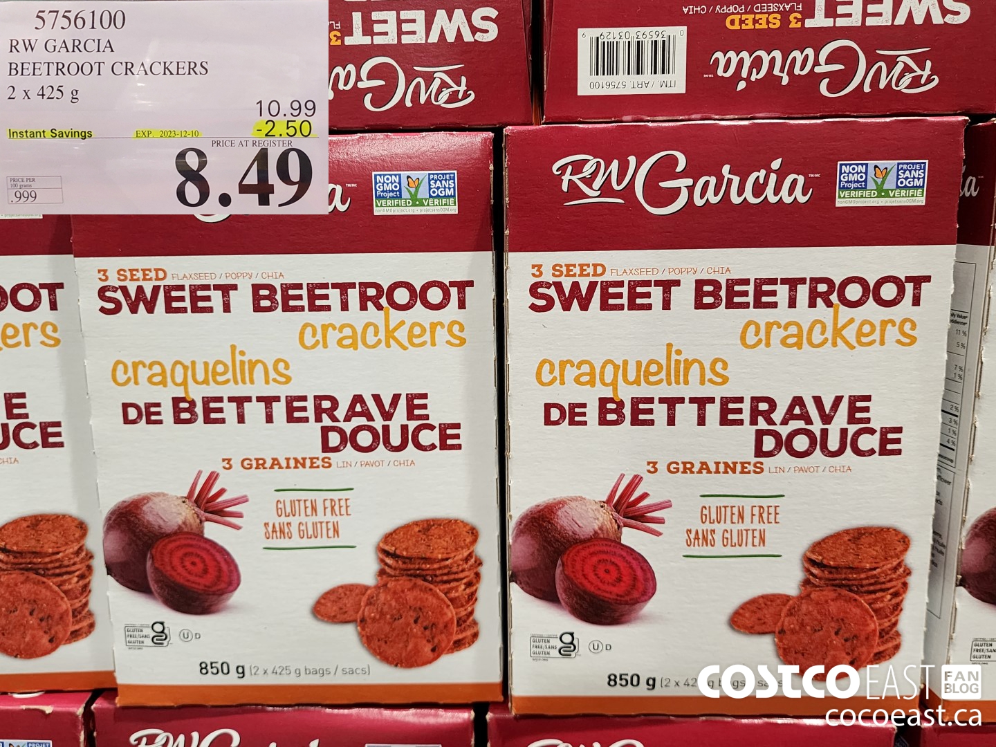 5756100 RW GARCIA BEETROOT CRACKERS 2 x 425 G ($2.50 INSTANT SAVINGS EXPIRES ON 2023-12-10) $8.49