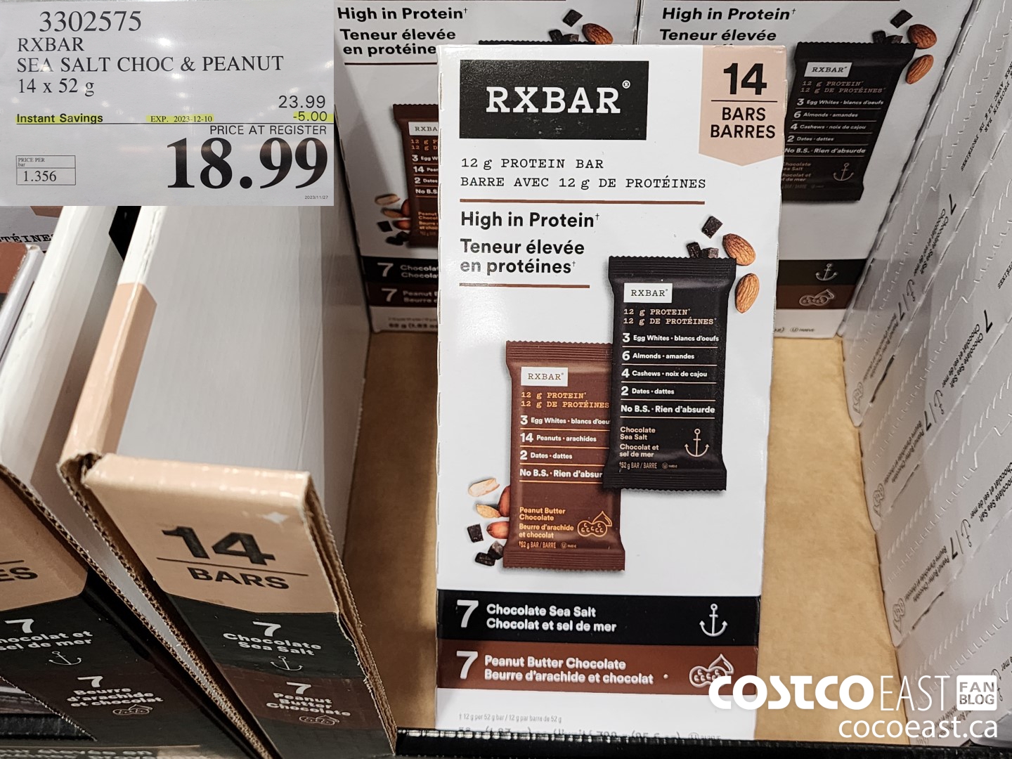3302575 RXBAR SEA SALT CHOC & PEANUT 14 x 52g ($5.00 INSTANT SAVINGS EXPIRES ON 2023-12-10) $18.99
