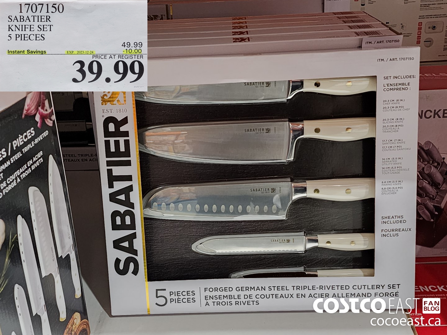 1707150 SABATIER KNIFE SET 5 PIECES ($10.00 INSTANT SAVINGS EXPIRES ON 2023-12-24) $39.99