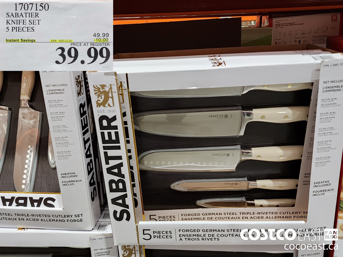 1707150 SABATIER KNIFE SET 5 PIECES ($10.00 INSTANT SAVINGS EXPIRES ON 2023-12-24) $39.99