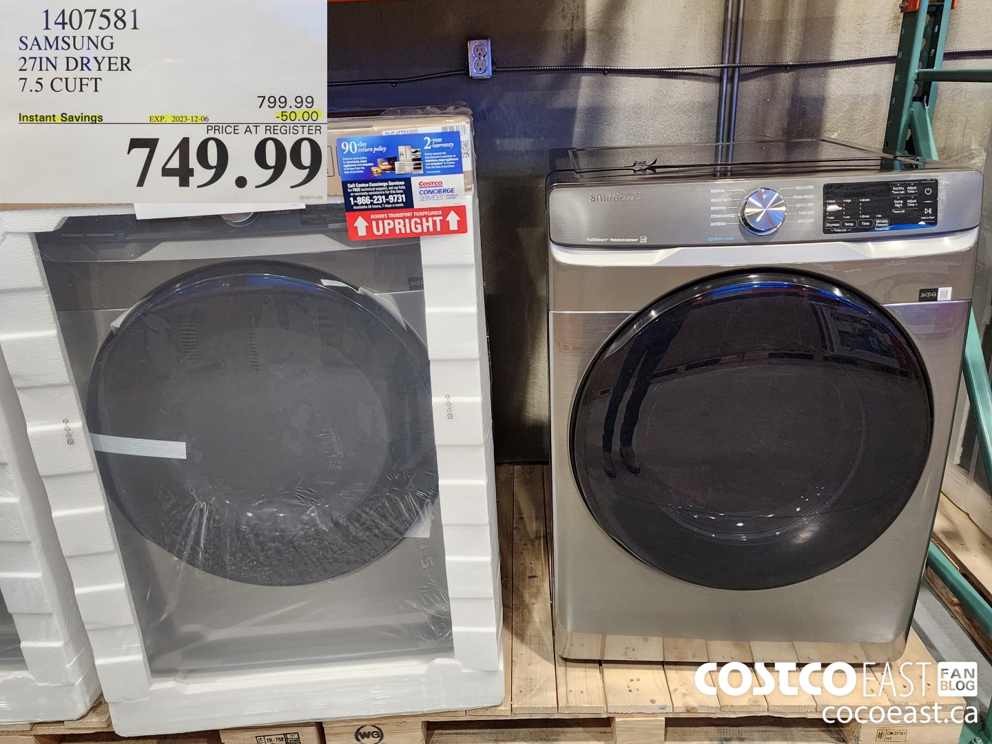 1407581 SAMSUNG 27IN DRYER 7.5 CUFT ($50.00 INSTANT SAVINGS EXPIRES ON 2023-12-06) $749.99