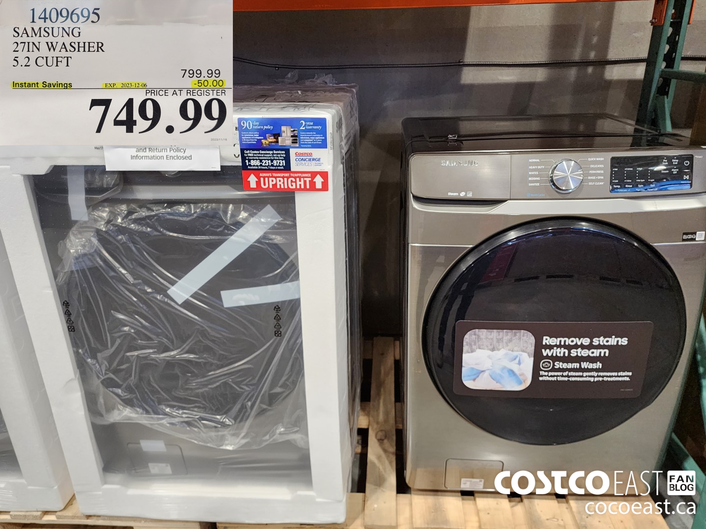 1409695 SAMSUNG 27IN WASHER 5.2 CUFT ($50.00 INSTANT SAVINGS EXPIRES ON 2023-12-06) $749.99