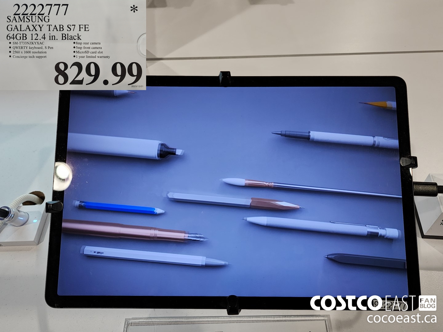 2222777 SAMSUNG GALAXY TAB S7 FE 64GB 12.4 IN. BLACK $829.99
