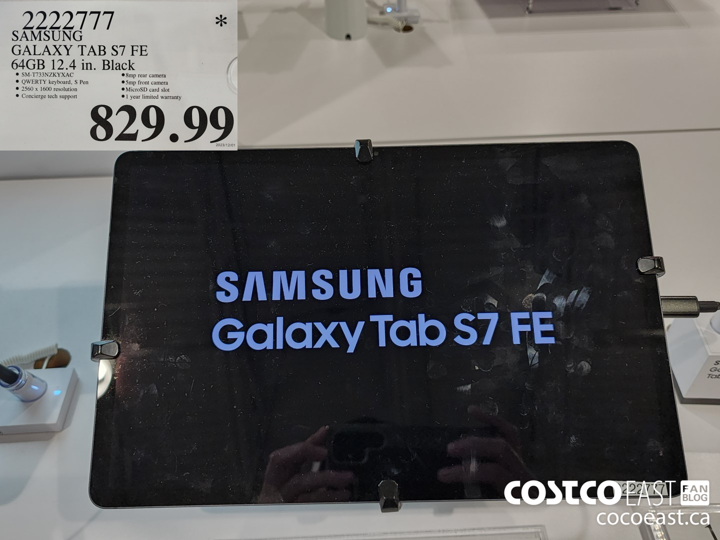2222777 SAMSUNG GALAXY TAB S7 FE 64GB 12.4 IN. BLACK $829.99