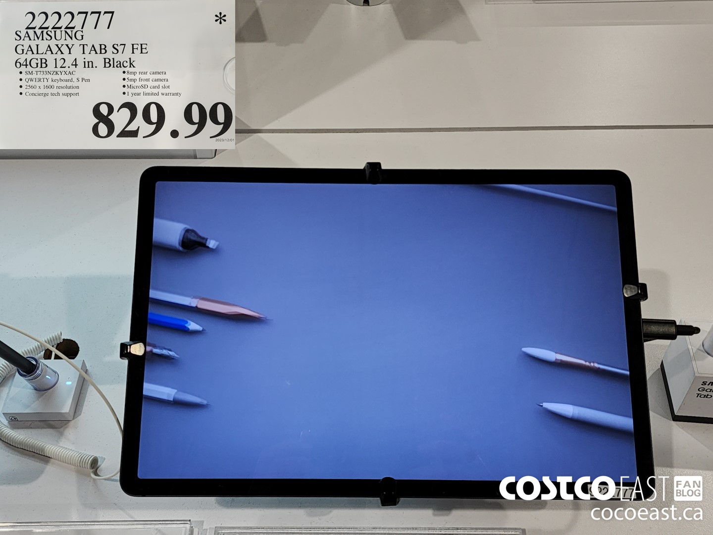 2222777 SAMSUNG GALAXY TAB S7 FE 64GB 12.4 IN. BLACK $829.99