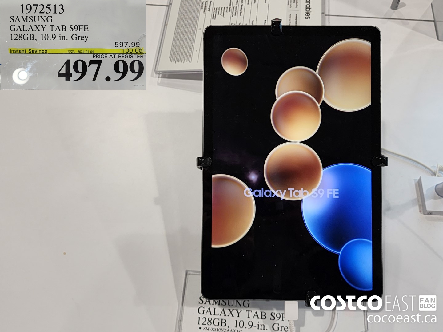 1972513 SAMSUNG GALAXY TAB S9FE 128GB, 10.9-in. Grey ($100.00 INSTANT SAVINGS EXPIRES ON 2024-01-04) $497.99