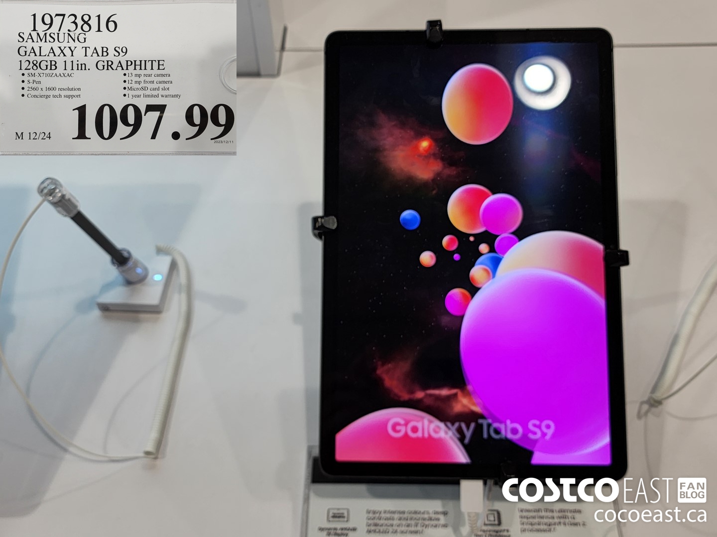 1973816 SAMSUNG GALAXY TAB S9 128GB 11 in. GRAPHITE $1097.99