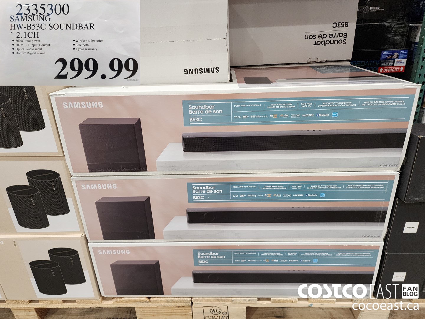 2335300 SAMSUNG HW-B53C SOUNDBAR 2.1 CH $299.99