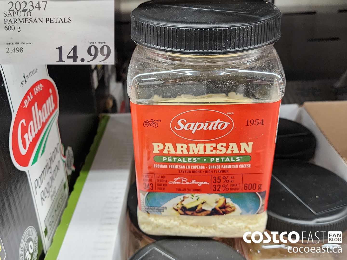 202347 SAPUTO PARMESAN PETALS 600 G $14.99