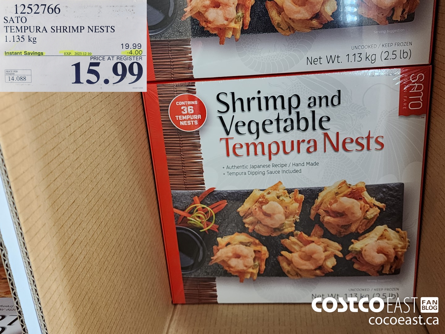 1252766 SATO TEMPURA SHRIMP NESTS 1.135KG ($4.00 INSTANT SAVINGS EXPIRES ON 2023-12-10) $15.99