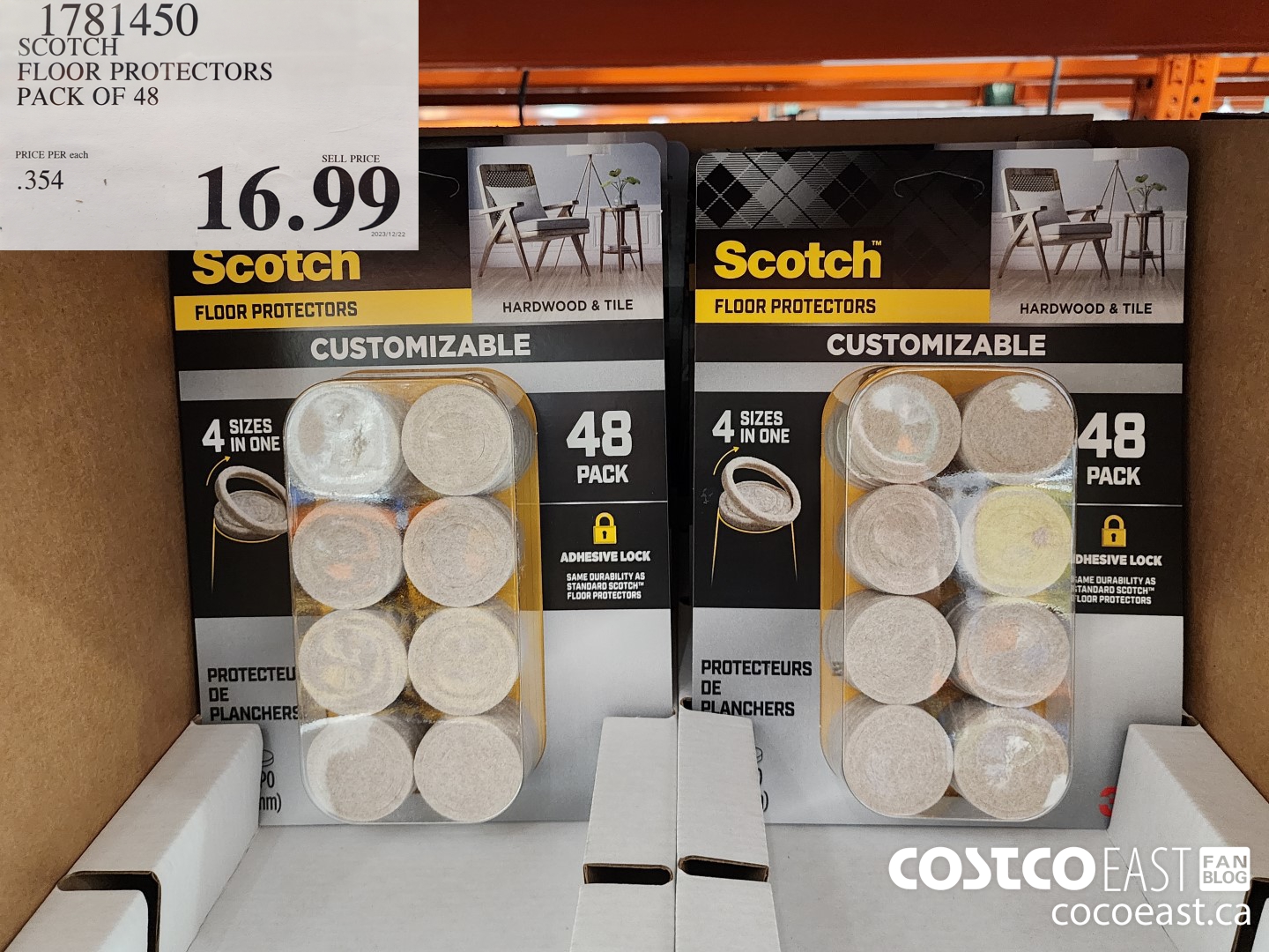1781450 SCOTCH FLOOR PROTECTORS PACK OF 48 $16.99
