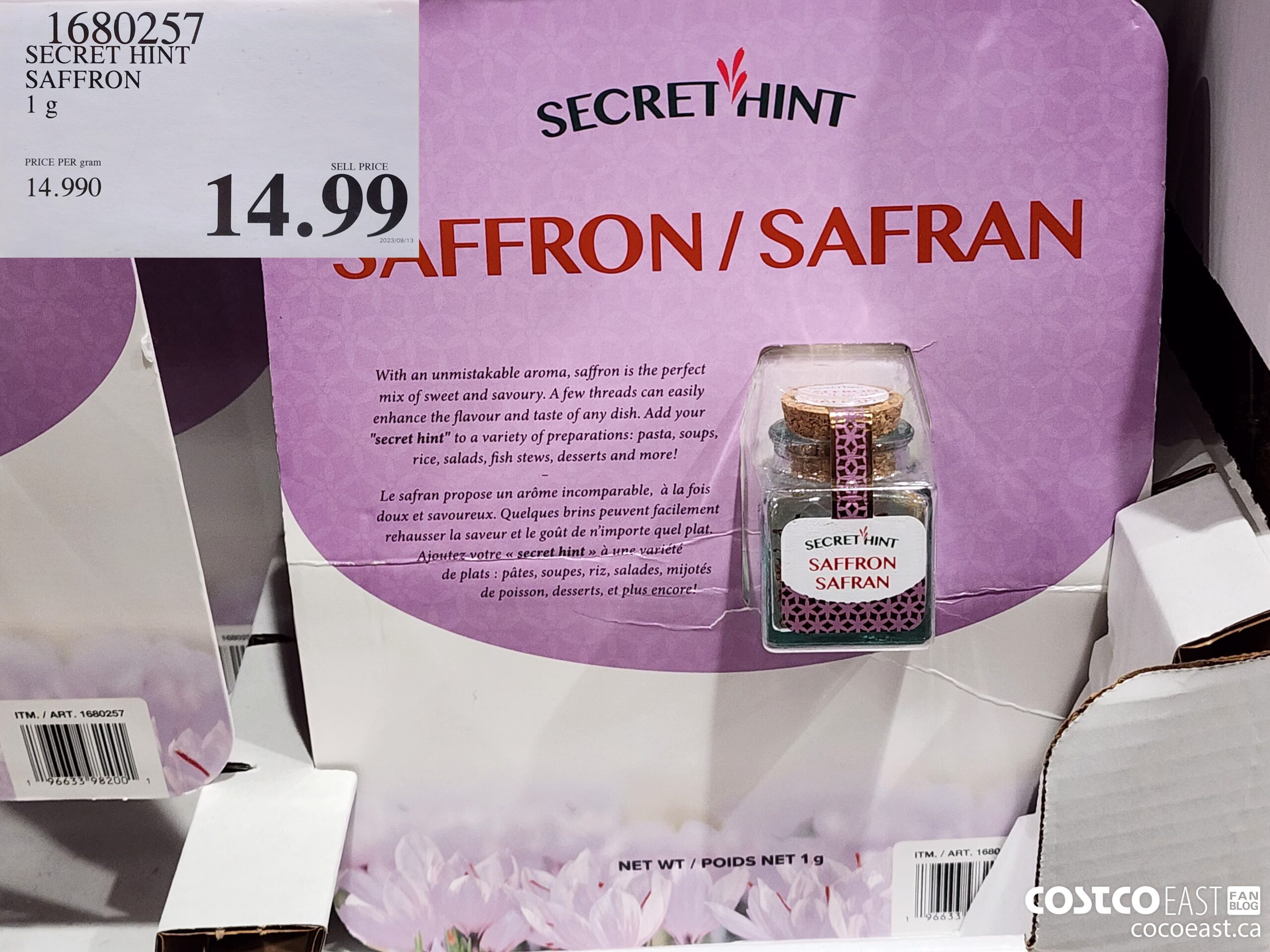 1680257 SECRET HINT SAFFRON 1 G $14.99