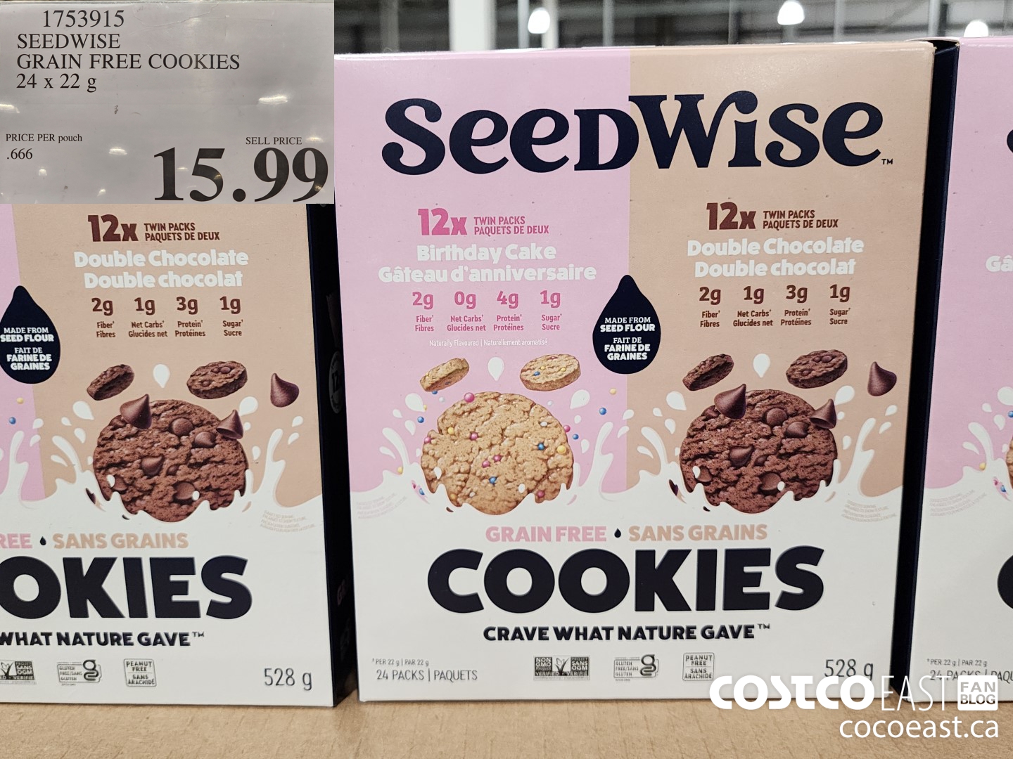 1753915 SEEDWISE GRAIN FREE COOKIES 24x22 G $15.99