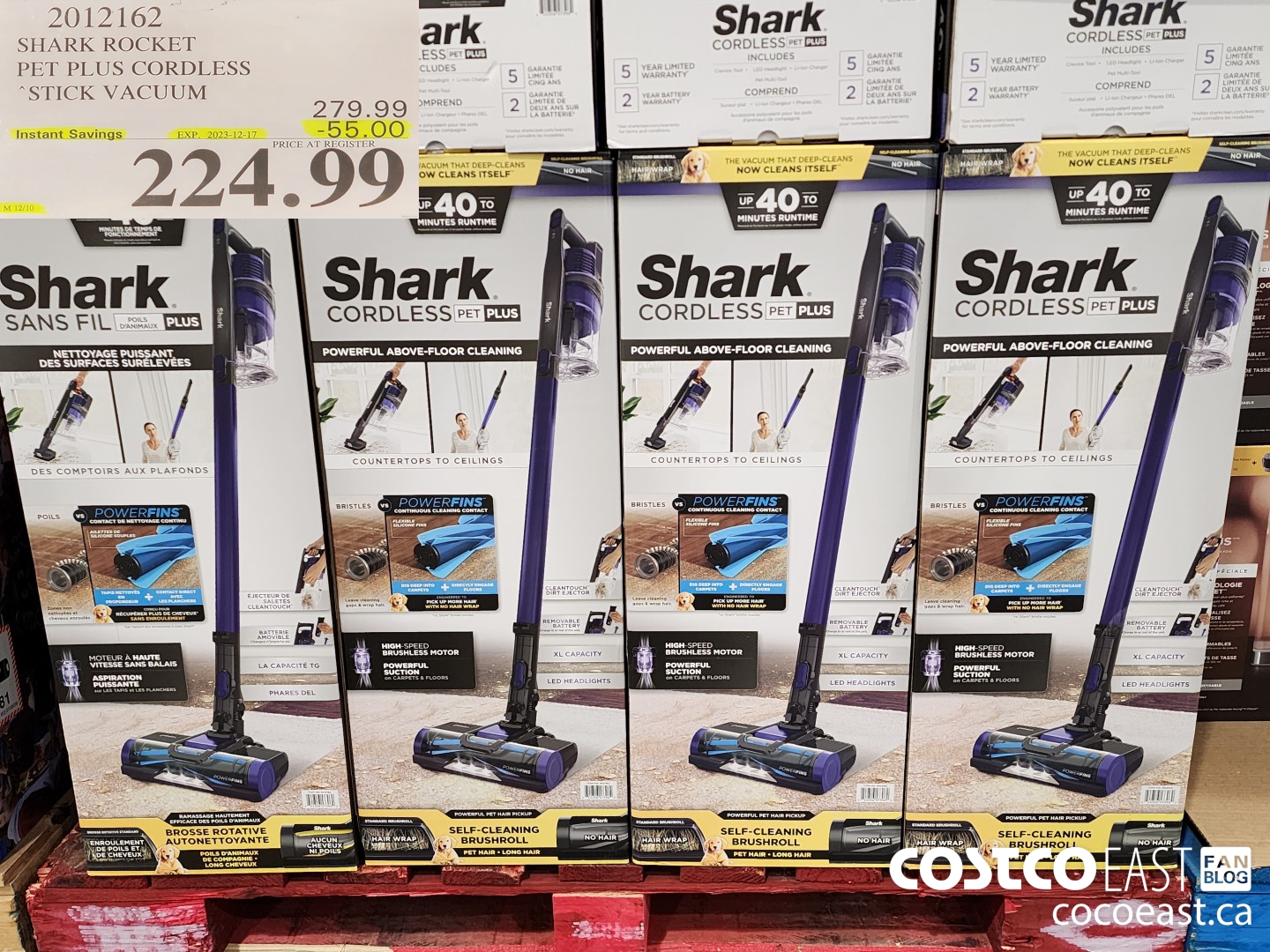 2012162 SHARK ROCKET PET PRO CORDLESS STICK VACUUM ($55.00 INSTANT SAVINGS EXPIRES ON 2023-12-17) $224.99