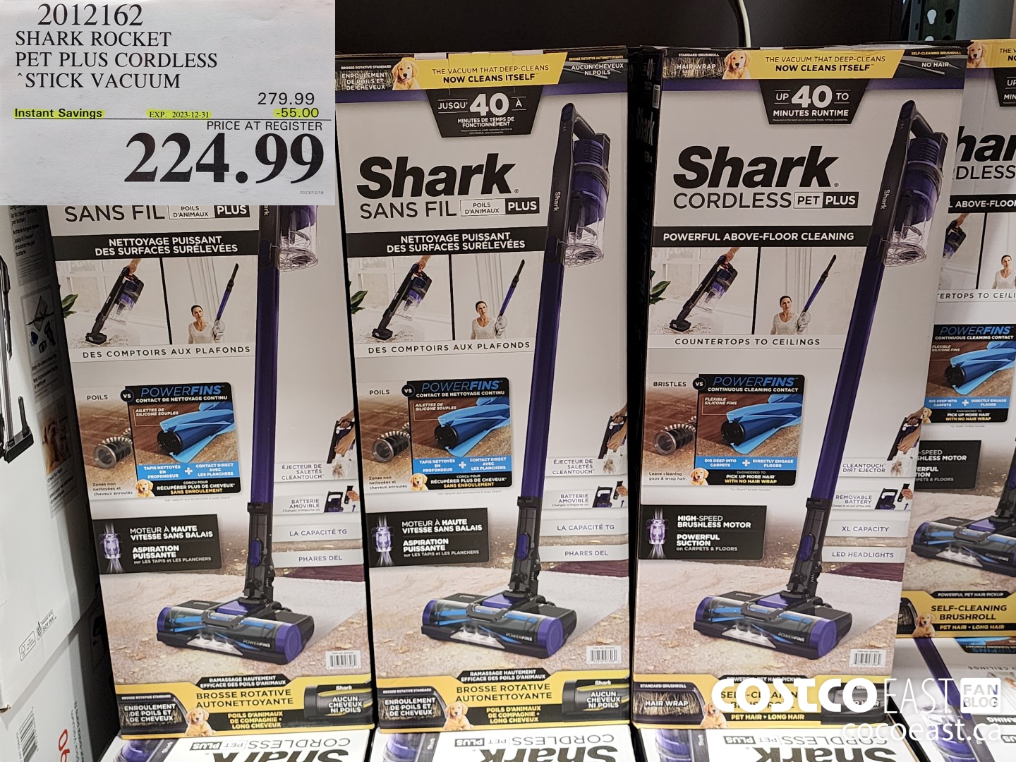 2012162 SHARK ROCKET PET PRO CORDLESS STICK VACUUM ($55.00 INSTANT SAVINGS EXPIRES ON 2023-12-31) $224.99