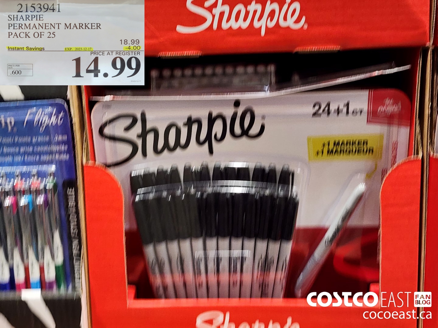 2153941 SHARPIE PERMINENT MARKER PACK OF 25 ($4.00 INSTANT SAVINGS EXPIRES ON 2023-12-17) $14.99