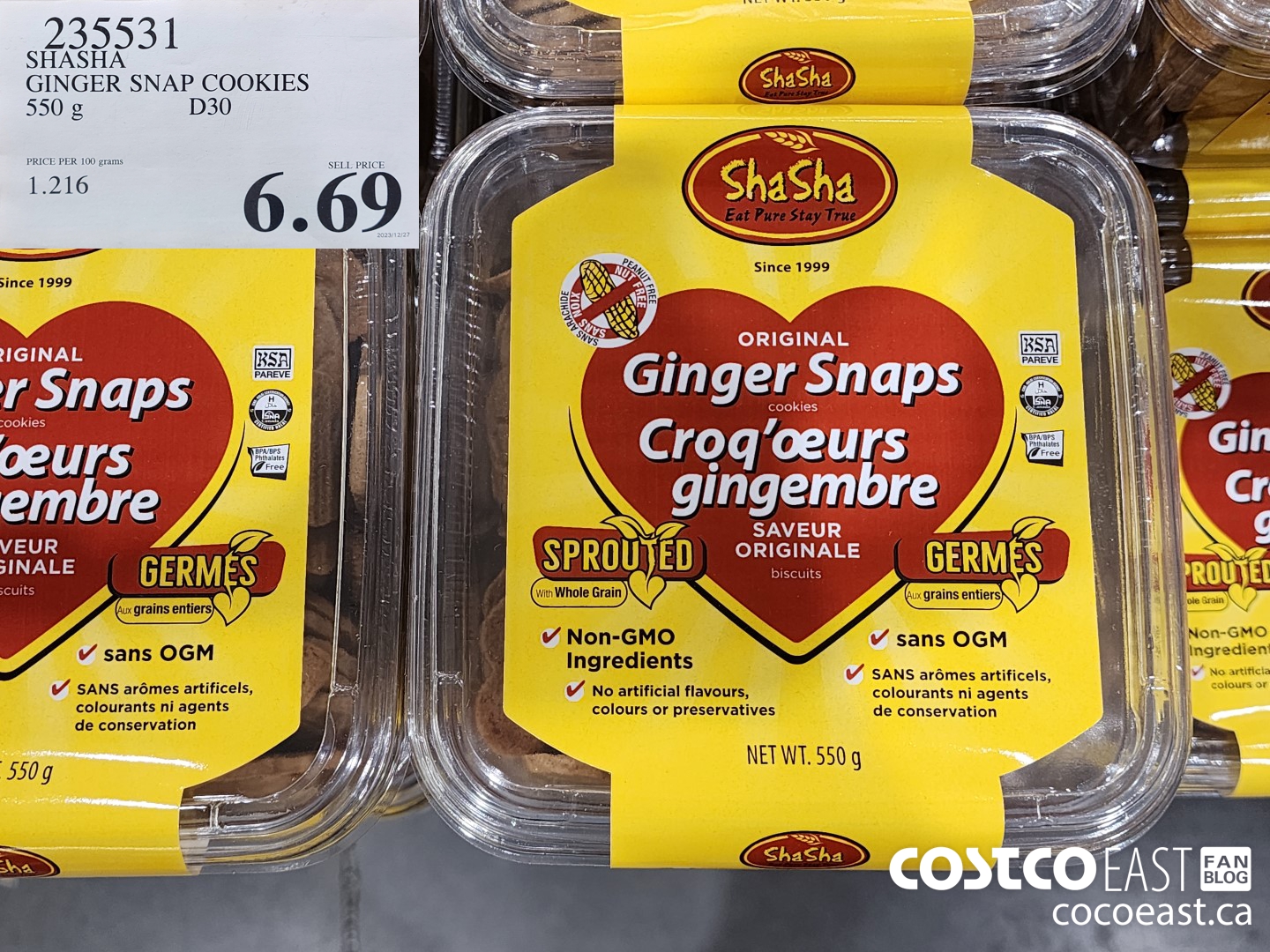 235531 SHASHA GINGER SNAP COOKIES 550 G $6.69