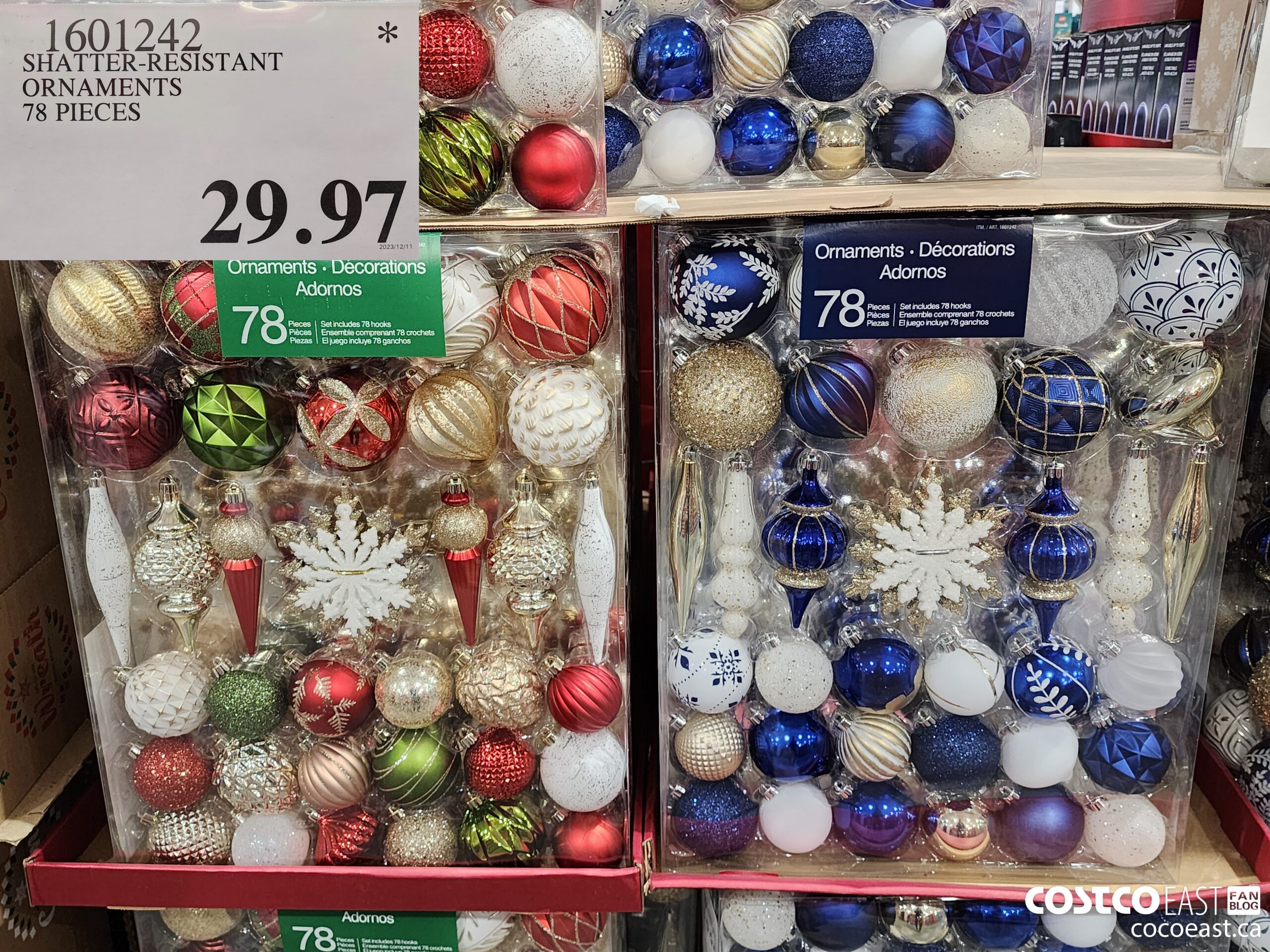 1601242 SHATTER-RESISTANT ORNAMENTS 78 PIECES $29.97