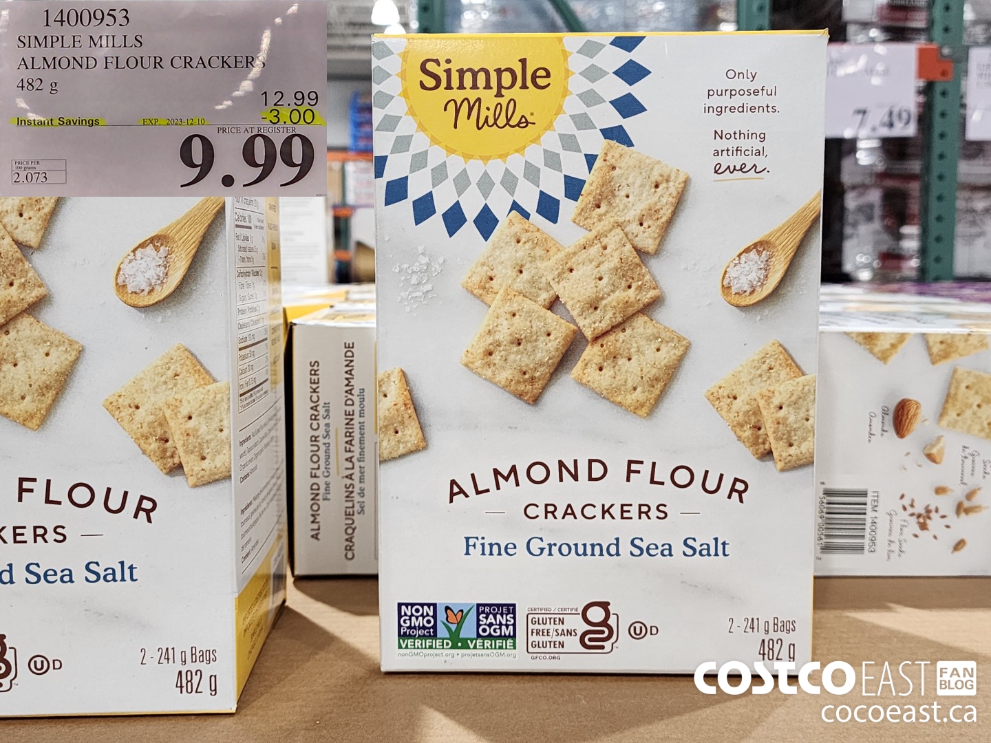 1400953 SIMPLE MILLS ALMOND FLOUR CRACKERS 482 G ($3.00 INSTANT SAVINGS EXPIRES ON 2023-12-10) $9.99