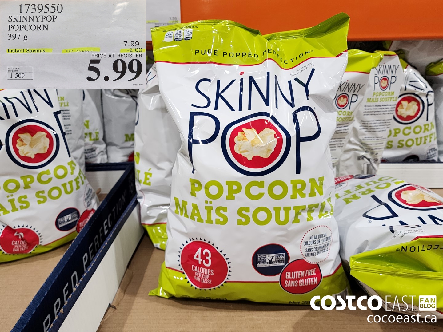 1739550 SKINNYPOP POPCORN 397 G ($2.00 INSTANT SAVINGS EXPIRES ON 2023-12-17) $5.99