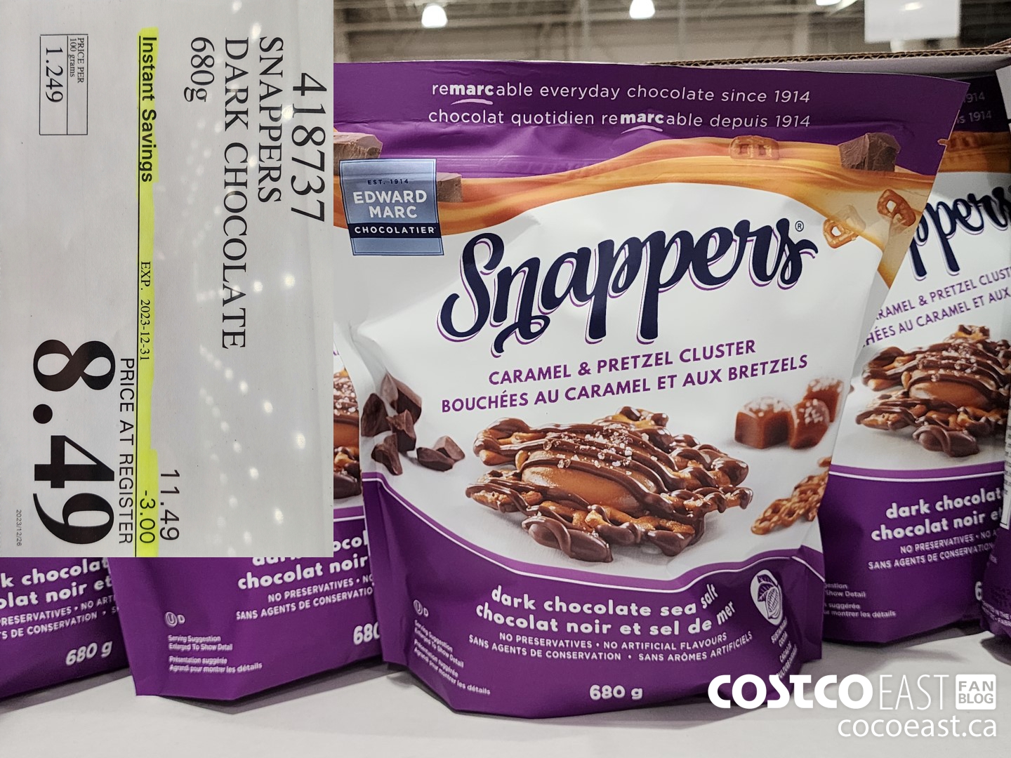 418737 SNAPPERS DARK CHOCOLATE CARAMEL 680g ($3.00 INSTANT SAVINGS EXPIRES ON 2023-12-31) $8.49