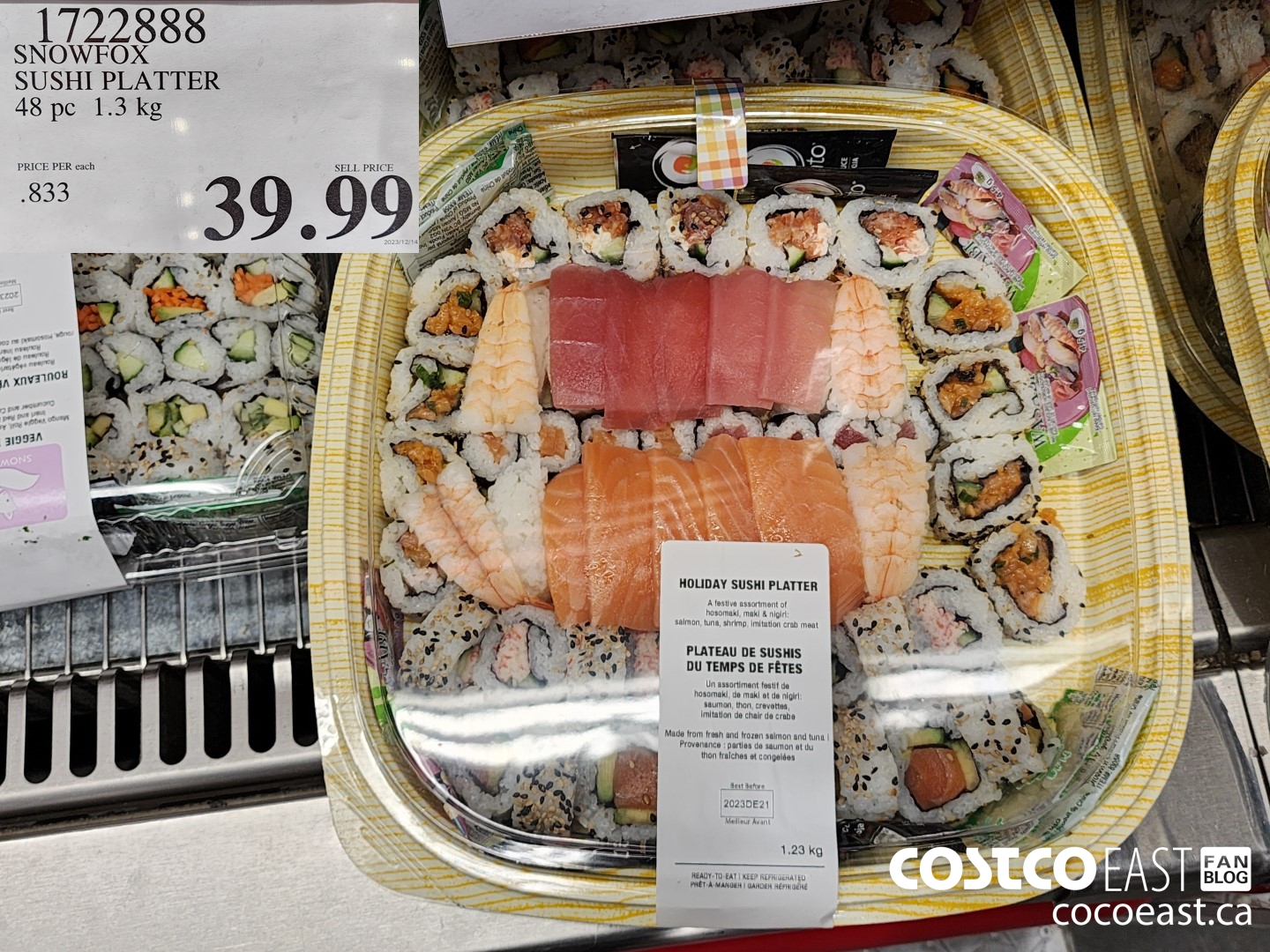 1722888 SNOWFOX SUSHI PLATTER 48 PC 1.3 kg $39.99