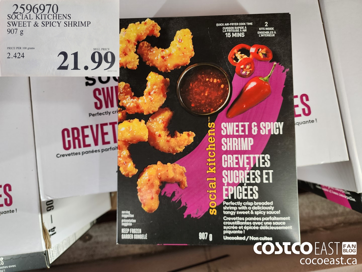 2596970 SOCIAL KITCHENS SWEET & SPICY SHRIMP 907 g $21.99