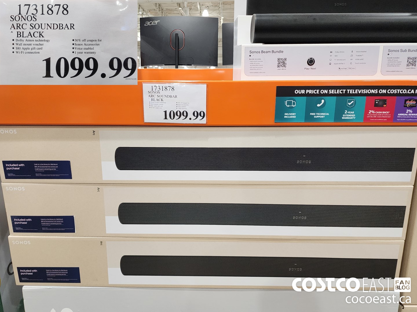 1731878 SONOS ARC SOUNDBAR BLACK $1099.99