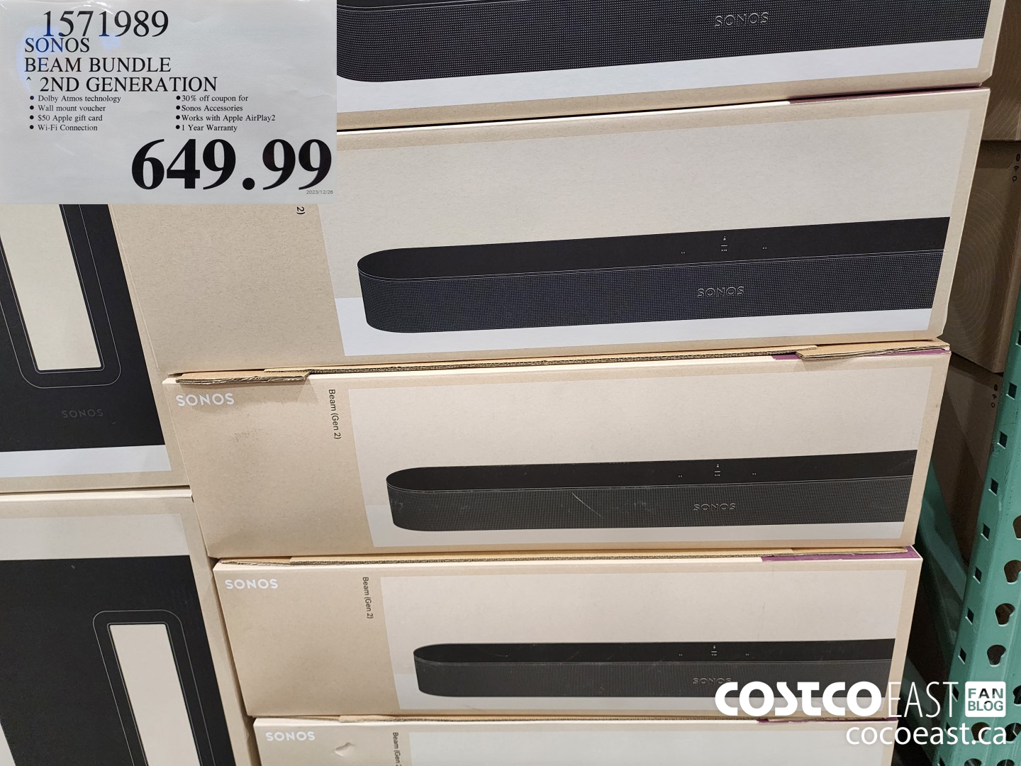 1571989 SONOS BEAM BUNDLE 2ND GENERATION $649.99