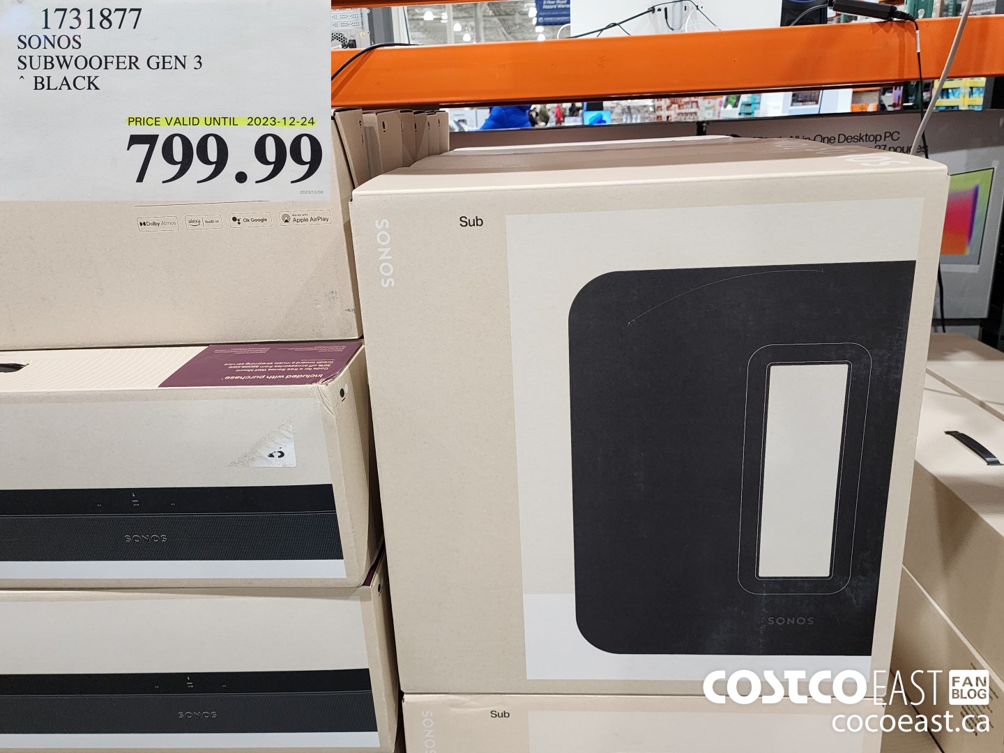 1731877 SONOS SUBWOOFER GEN 3 BLACK $799.99