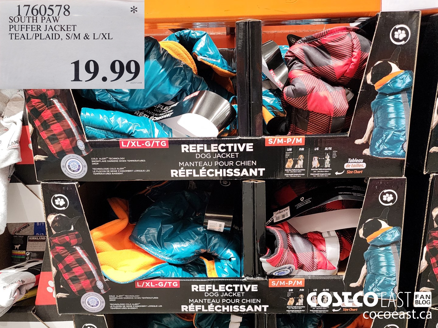 1760578 SOUTH PAW PUFFER JACKET TEAL/PLAID, S/M & L/XL $19.99