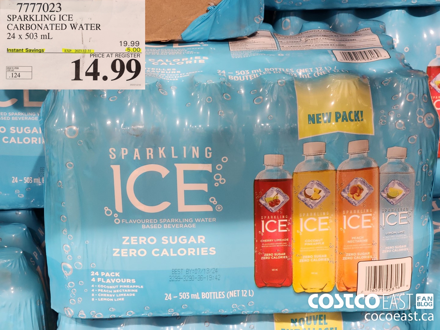 7777023 SPARKLING ICE CARBONATED WATER 24 x 503 mL ($5.00 INSTANT SAVINGS EXPIRES ON 2023-12-31) $14.99