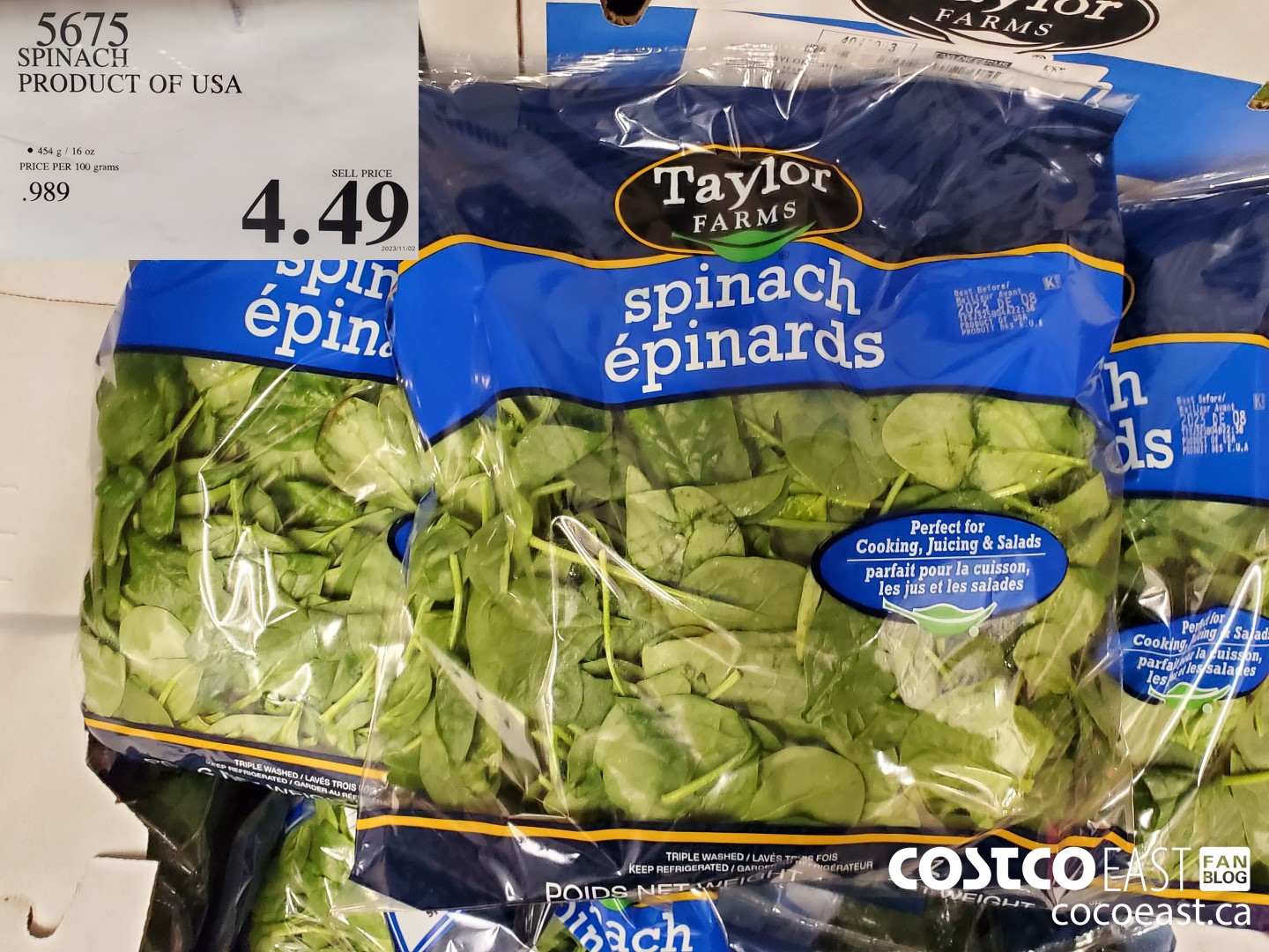 5675 SPINACH PRODUCT OF USA $4.49