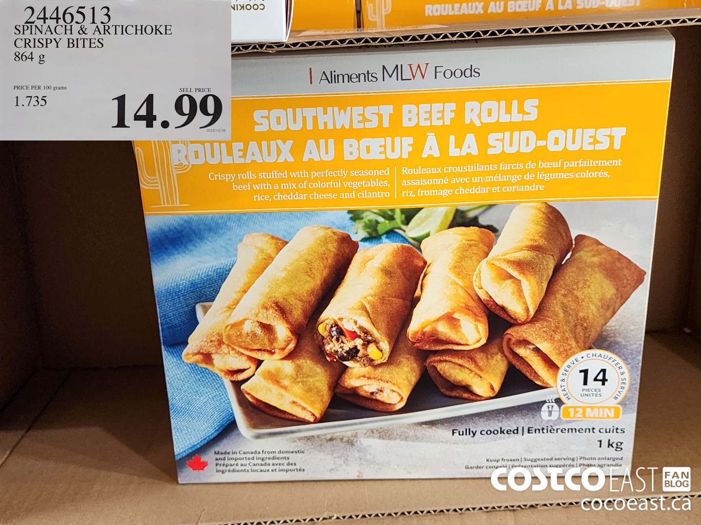 2446513 SPINACH & ARTICHOKE CRISPY BITES 864G $14.99