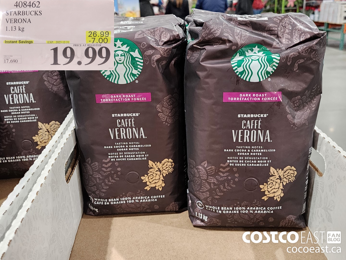 408462 STARBUCKS VERONA 1.13 kg ($7.00 INSTANT SAVINGS EXPIRES ON 2023-12-31) $19.99