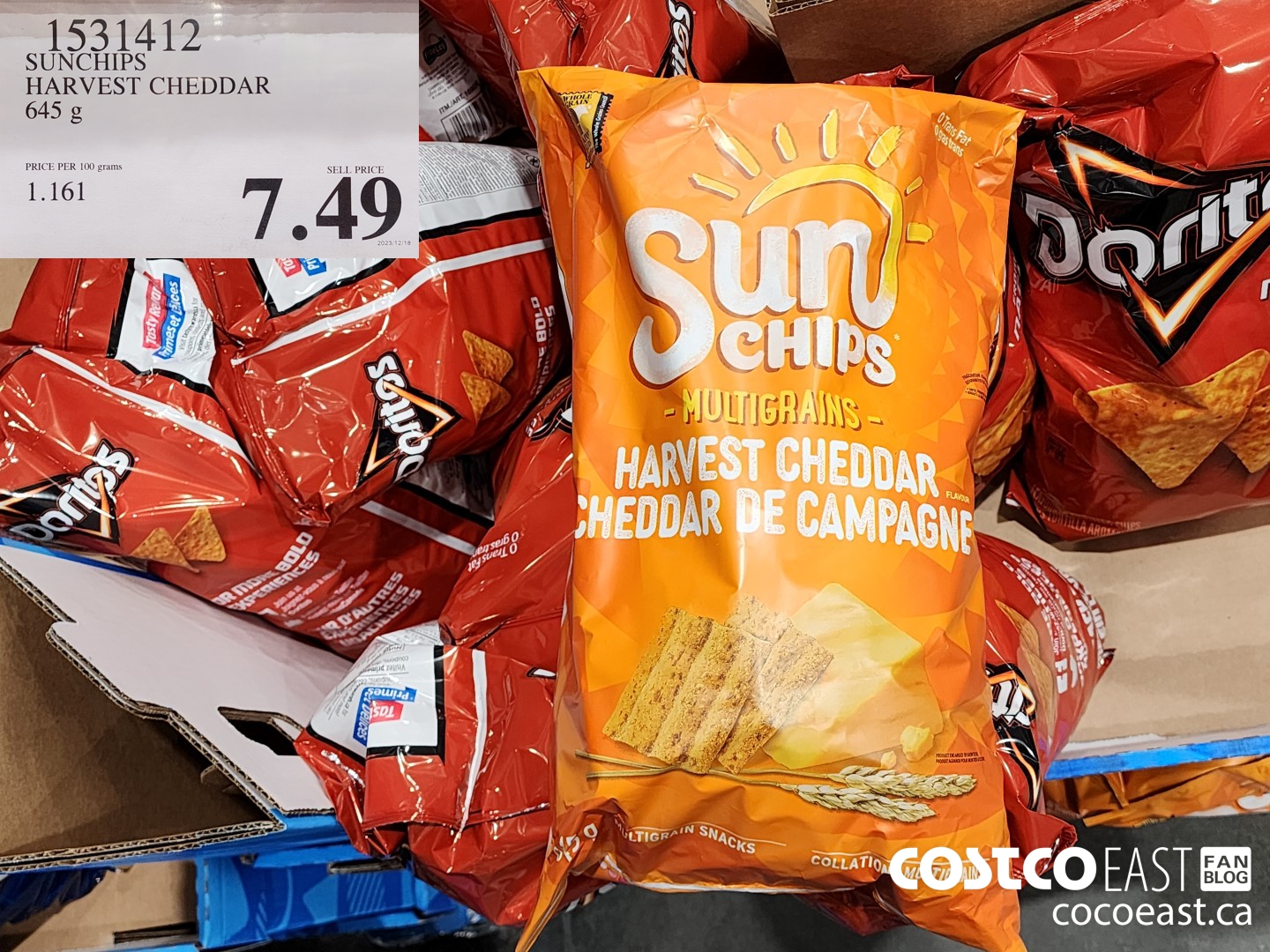 1531412 SUNCHIPS HARVEST CHEDDAR 645 g $7.49