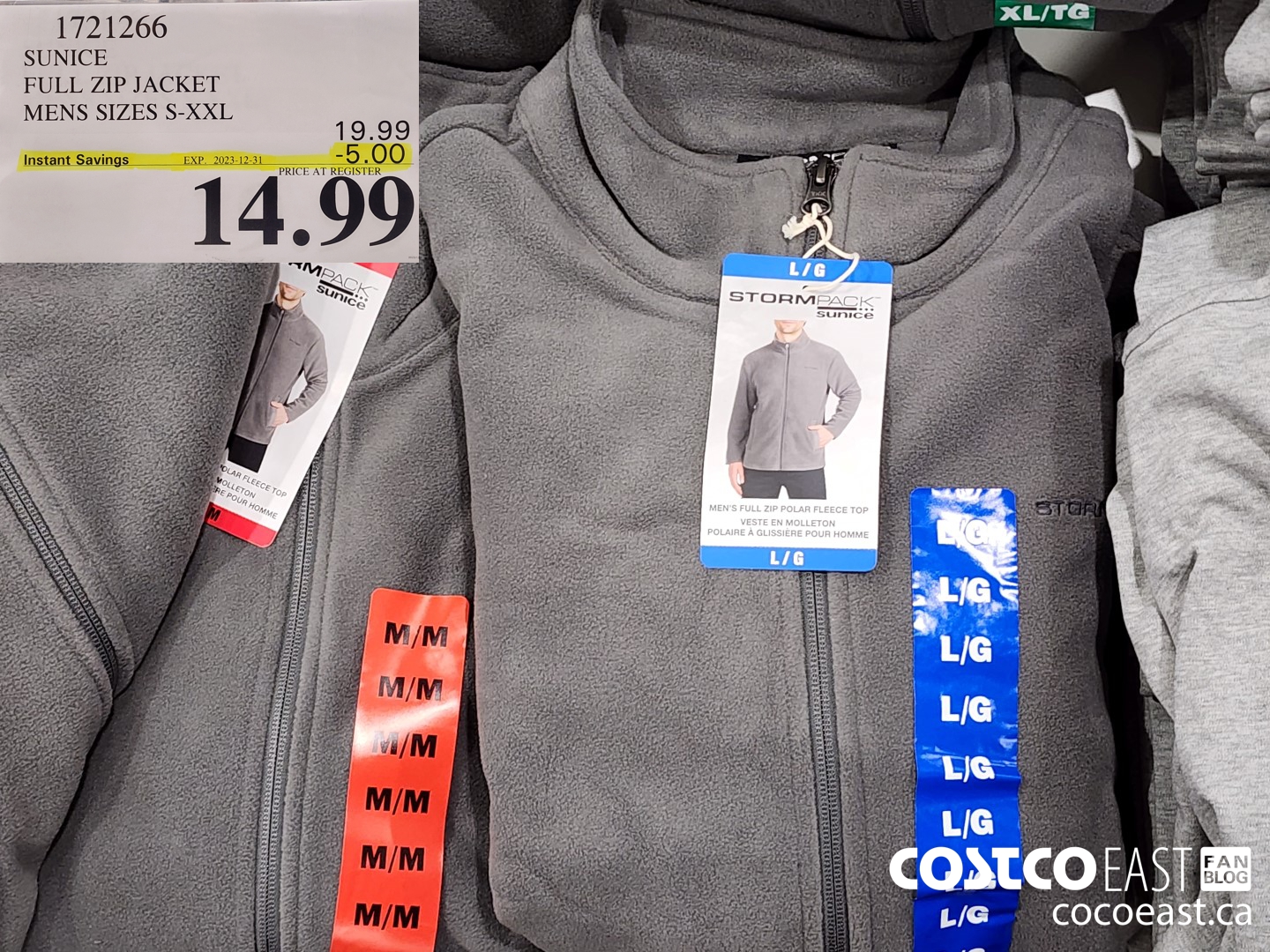 1721266 SUNICE FULL ZIP JACKET MENS SIZES S-XXL ($5.00 INSTANT SAVINGS EXPIRES ON 2023-12-31) $14.99