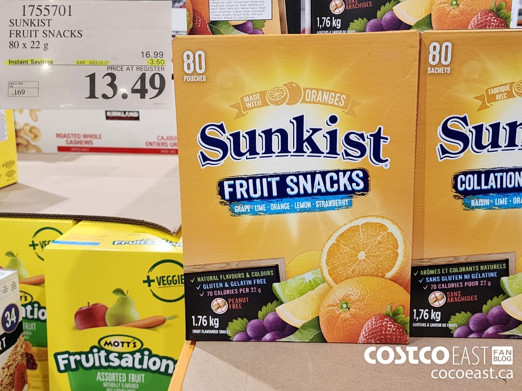 1755701 SUNKIST FRUIT SNACKS 80 x 22 g ($3.50 INSTANT SAVINGS EXPIRES ON 2023-12-17) $13.49