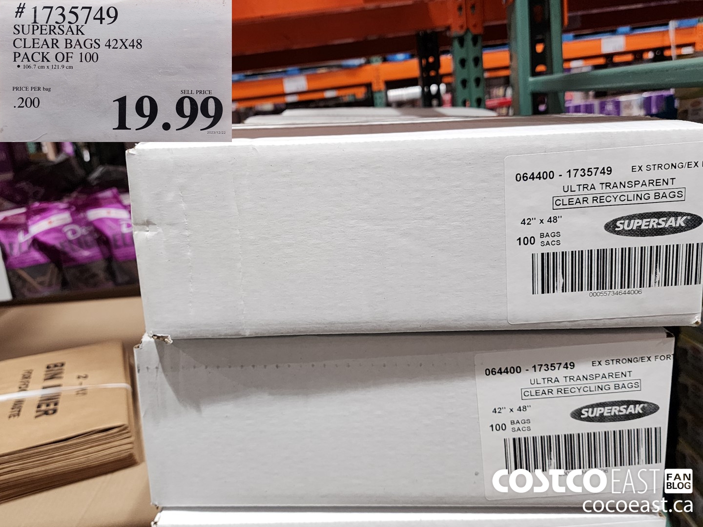 1735749 SUPERSAK CLEAR BAGS 42X48 PACK OF 100 $19.99