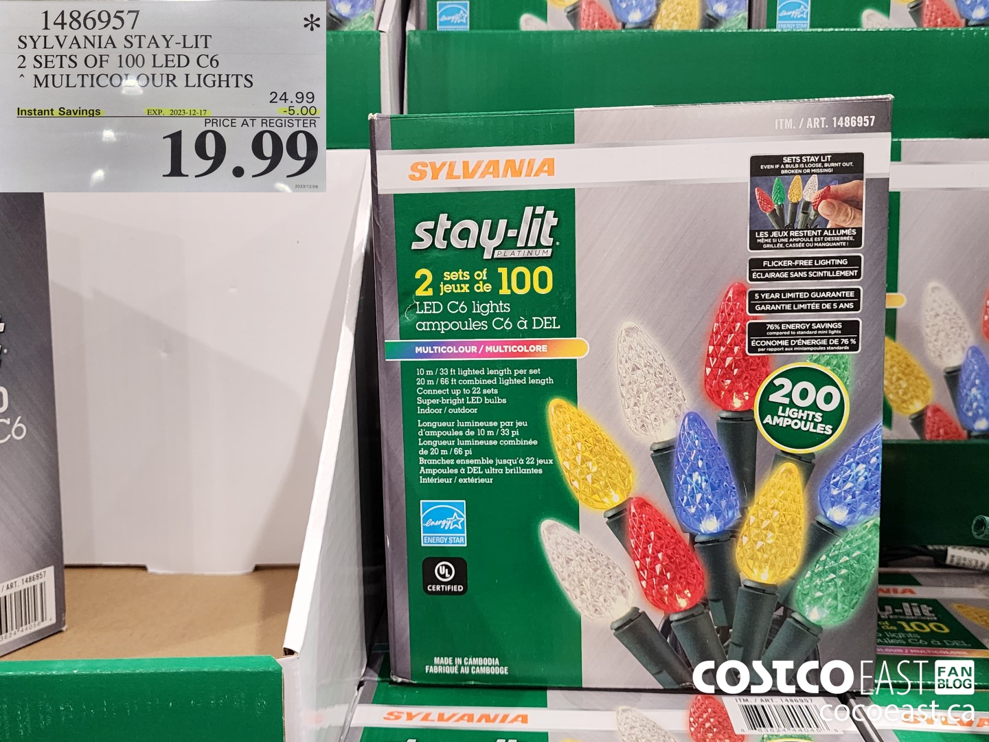 1486957 SYLVANIA STAY-LIT 2 SETS OF 100 C6 LED LIGHTS MULTICOLOUR LIGHTS ($5.00 INSTANT SAVINGS EXPIRES ON 2023-12-17) $19.99