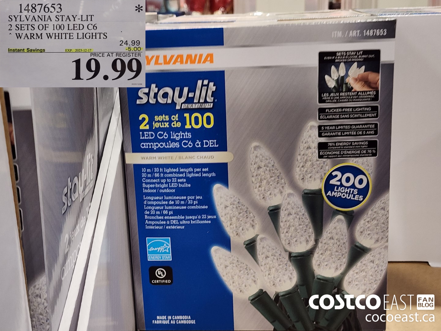 1487653 SYLVANIA STAY-LIT 2 SETS OF 100 LED C6 WARM WHITE LIGHTS ($5.00 INSTANT SAVINGS EXPIRES ON 2023-12-17) $19.99