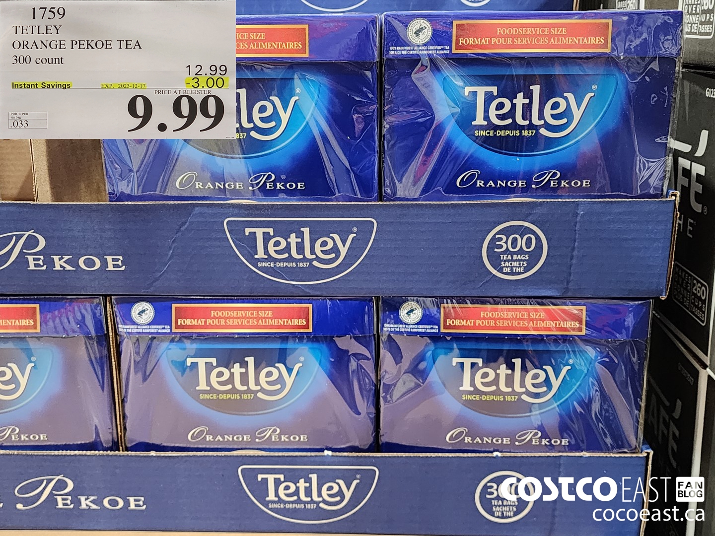 1759 TETLEY ORANGE PEKOE TEA 300 COUNT ($3.00 INSTANT SAVINGS EXPIRES ON 2023-12-17) $9.99