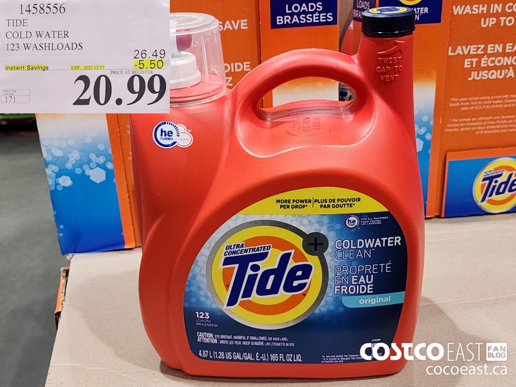 1458556 TIDE COLD WATER 123 WASHLOADS ($5.50 INSTANT SAVINGS EXPIRES ON 2023-12-17) $20.99