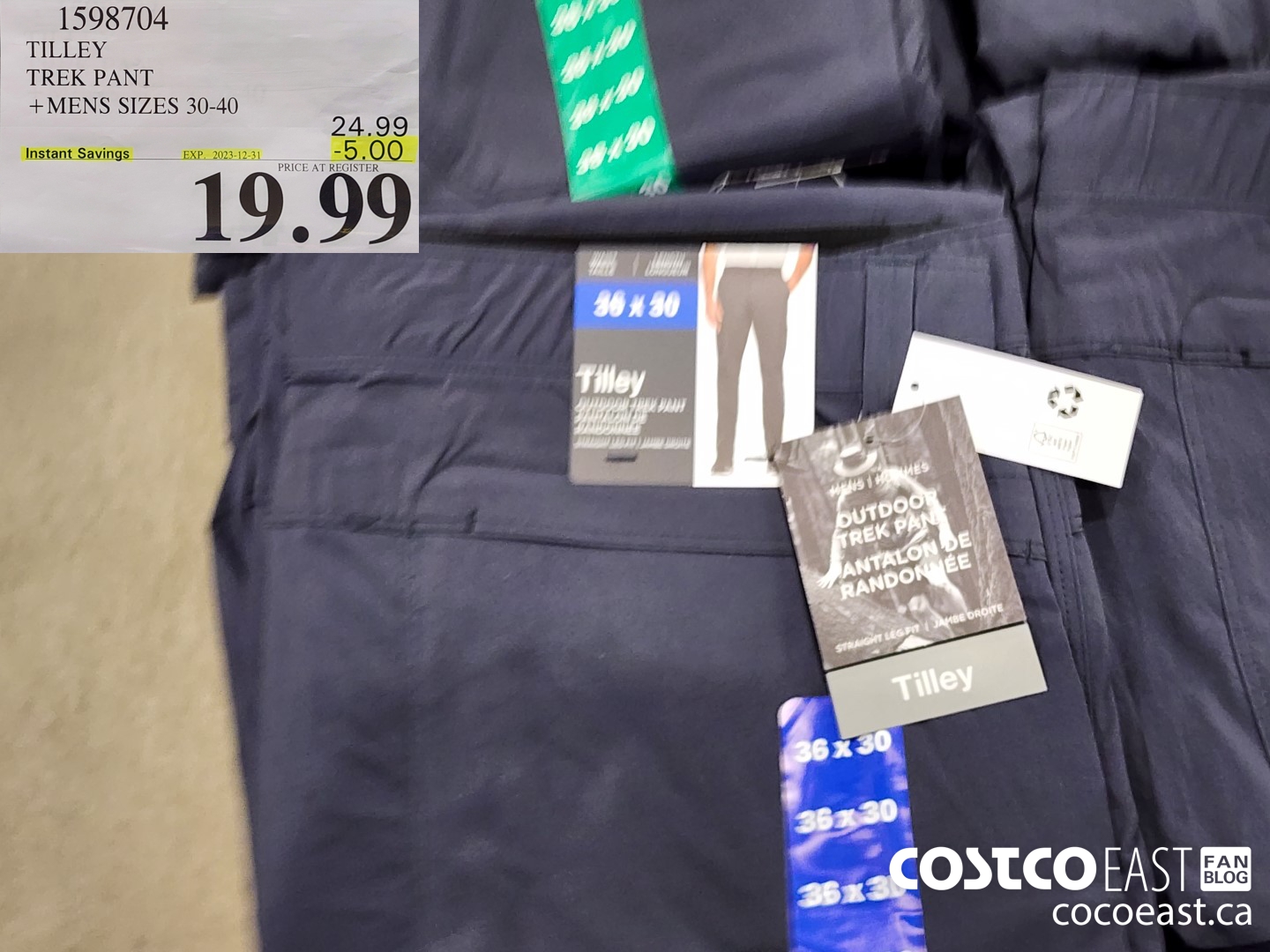 1598704 TILLEY TREK PANT +MENS SIZES 30-40 ($5.00 INSTANT SAVINGS EXPIRES ON 2023-12-31) $19.99