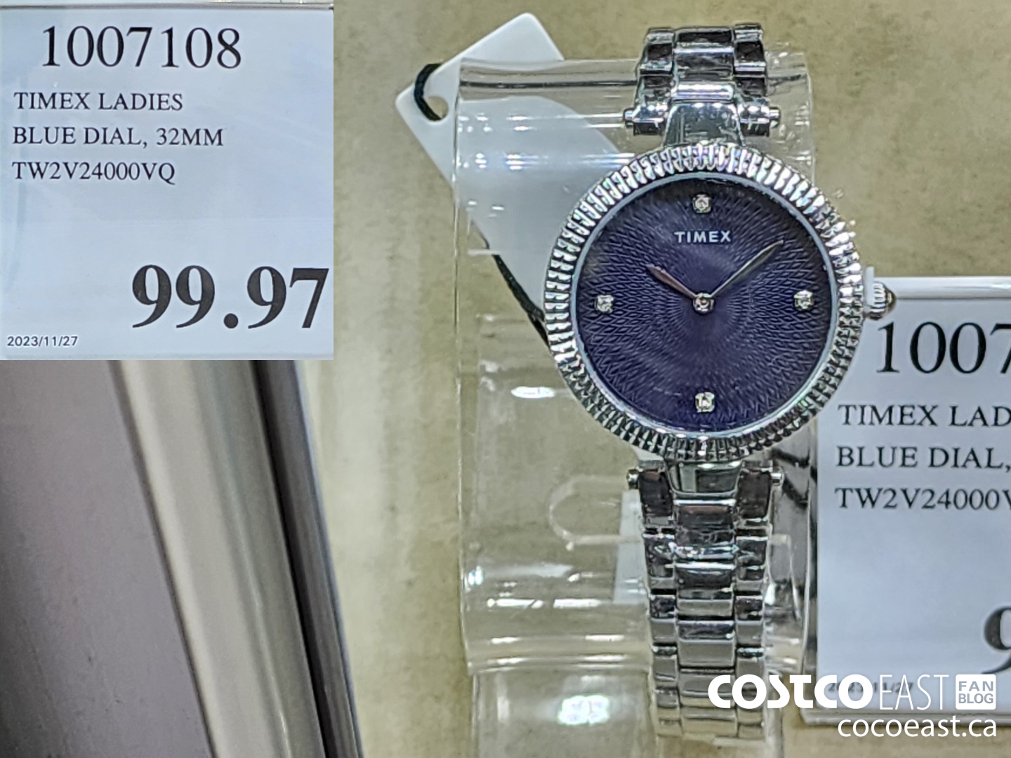 1007108 TIMEX LADIES BLUE DIAL, 32MM TW2V24000VQ $99.97