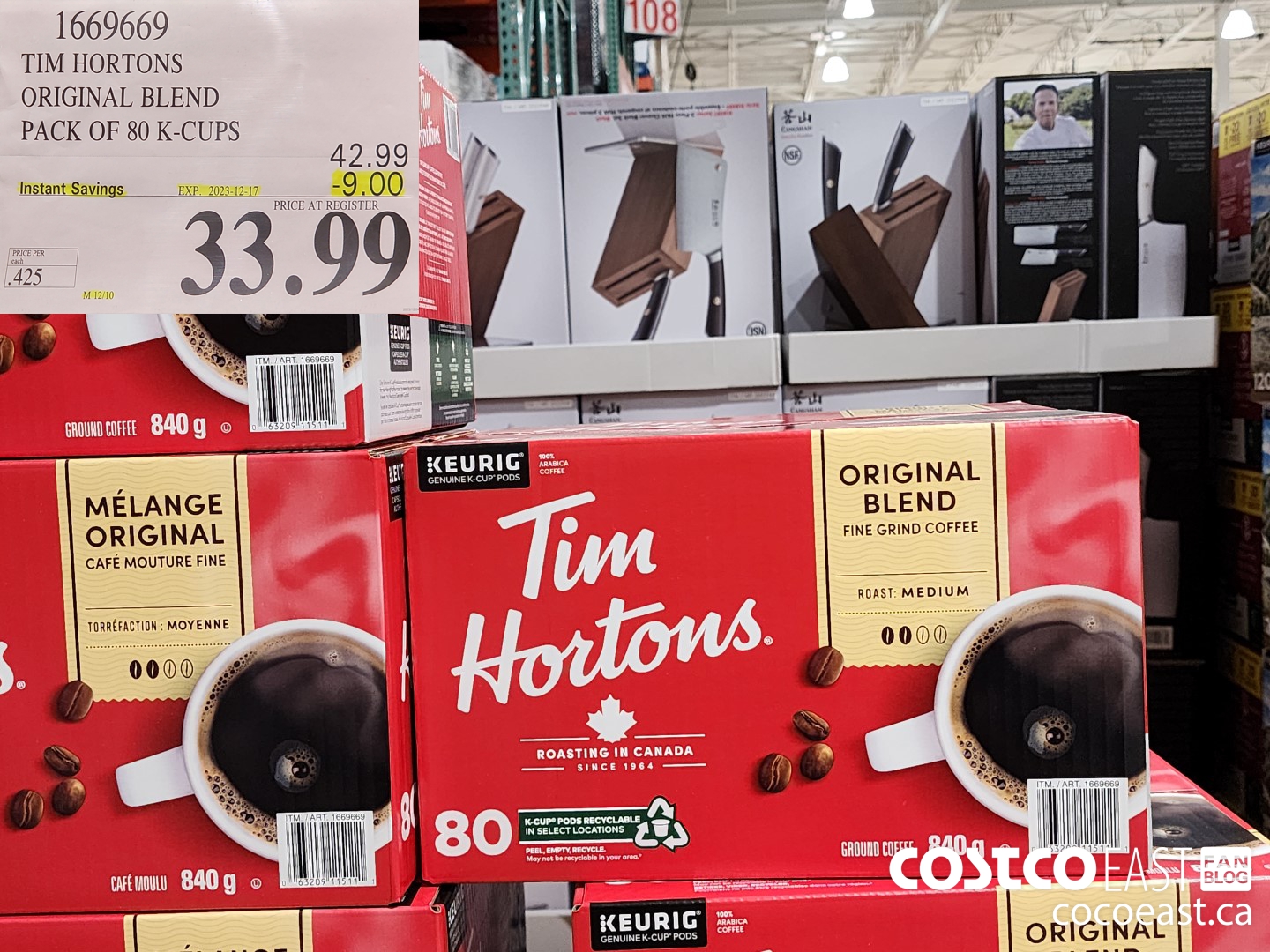 1669669 TIM HORTONS ORIGINAL BLEND PACK OF 80 K-CUPS ($9.00 INSTANT SAVINGS EXPIRES ON 2023-12-17) $33.99